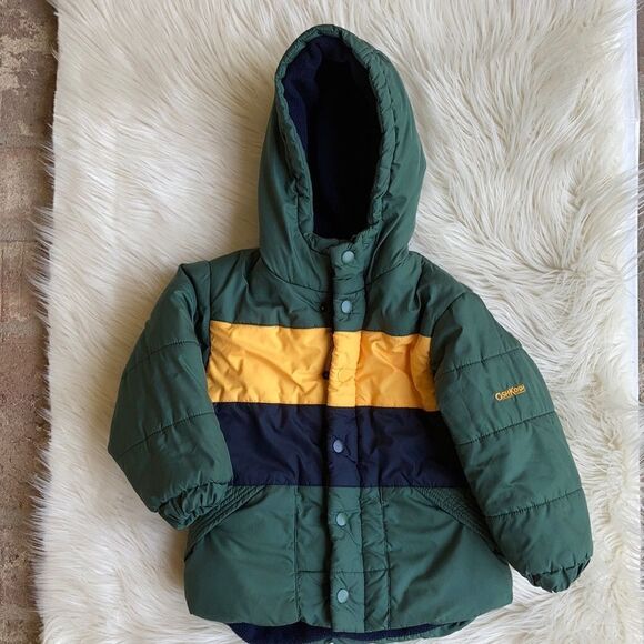 Oshkosh B’gosh Boys Color-block Puffer Jacket Sz 4 - Picture 1 of 10
